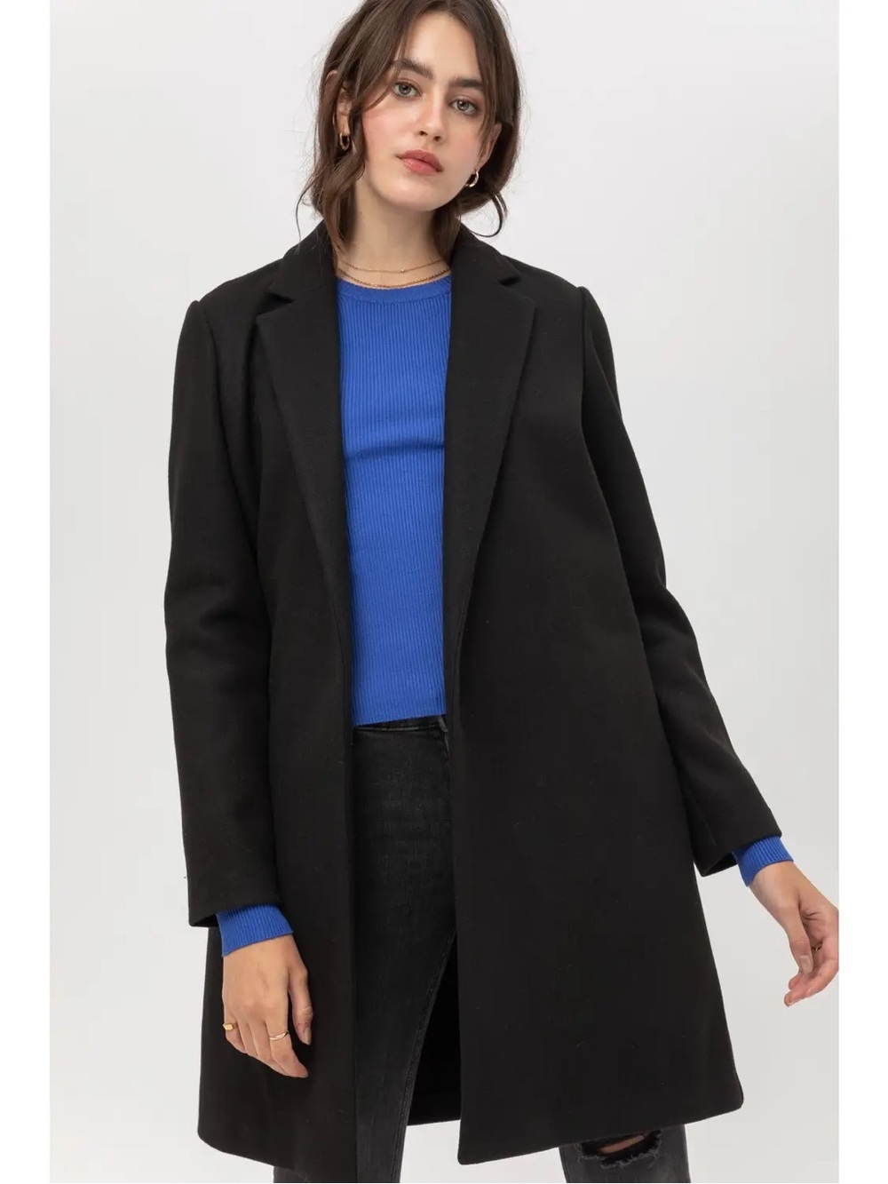 Women’s Jacquard fleece long coat with pockets